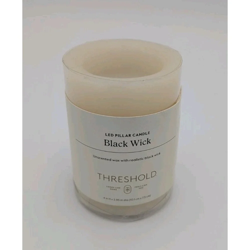 NEW  Threshold Faux Flame LED Pillar Candle